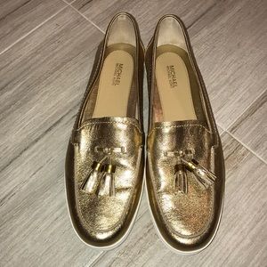 Michael Kors 9.5 Gold Leather Loafers